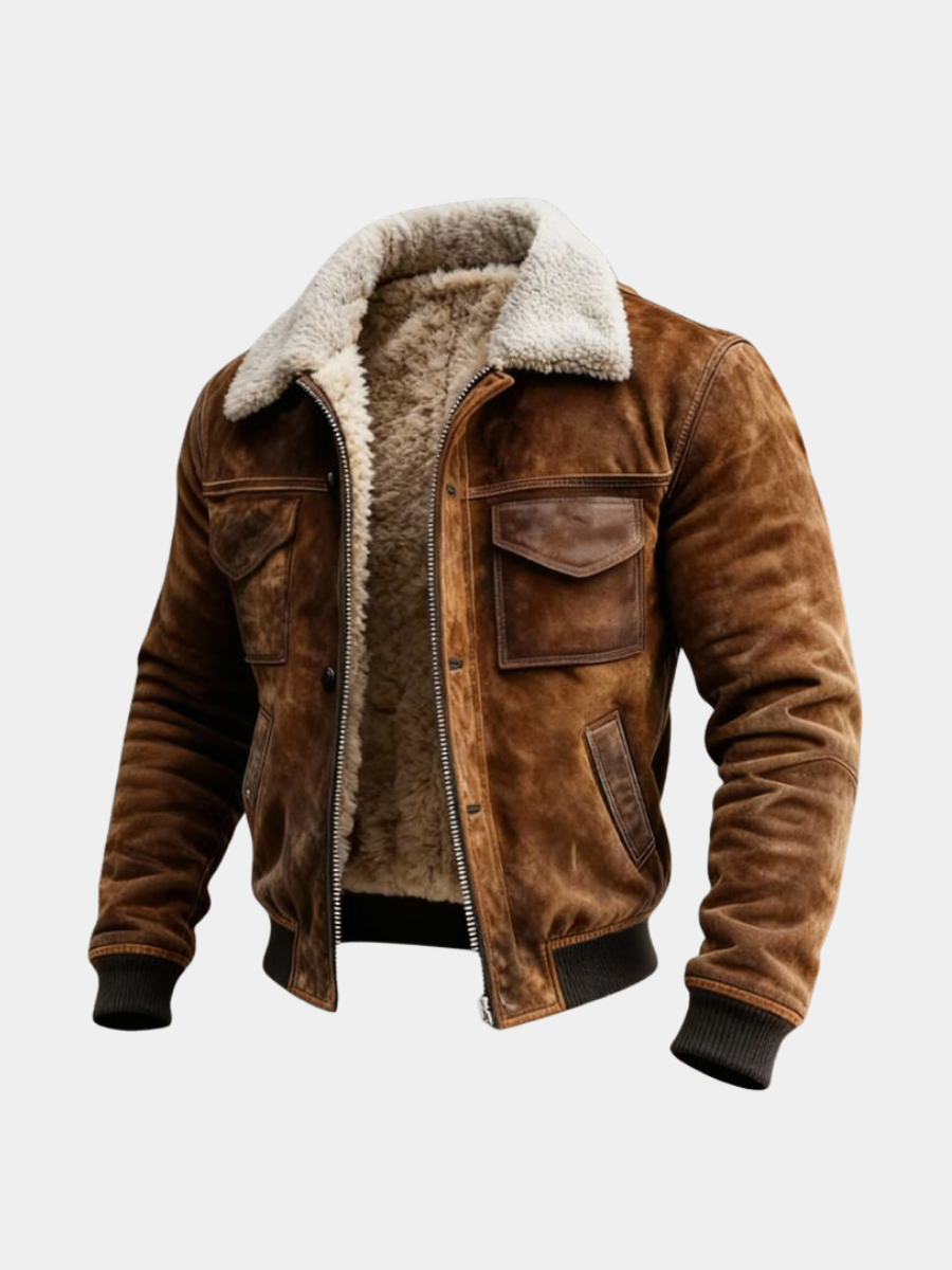 Men's Sherpa Lined Jacket with Zip Front