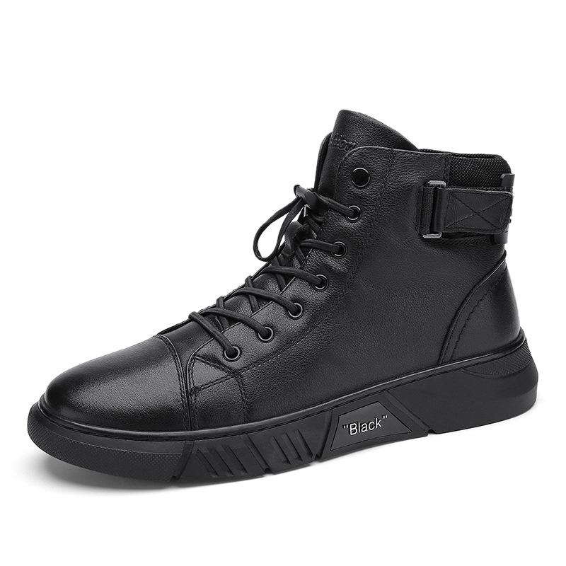 Ainsley - Men's Leather Look Ankle Boots with Elastic Panel - photo 1