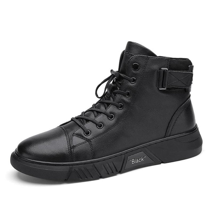 Ainsley - Men's Leather Look Ankle Boots with Elastic Panel - photo 1