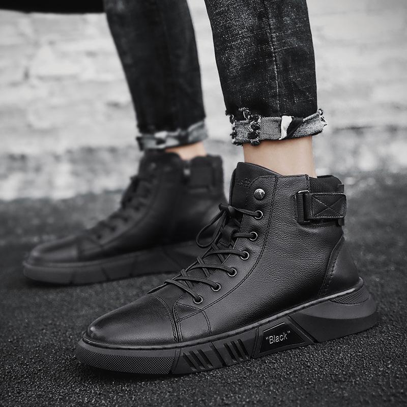 Ainsley - Men's Leather Look Ankle Boots with Elastic Panel - photo 3