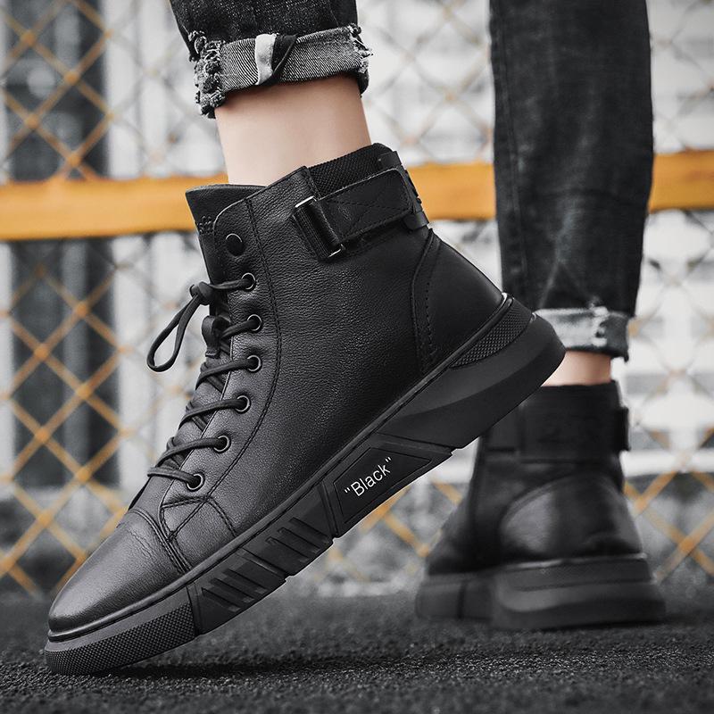 Ainsley - Men's Leather Look Ankle Boots with Elastic Panel - photo 4