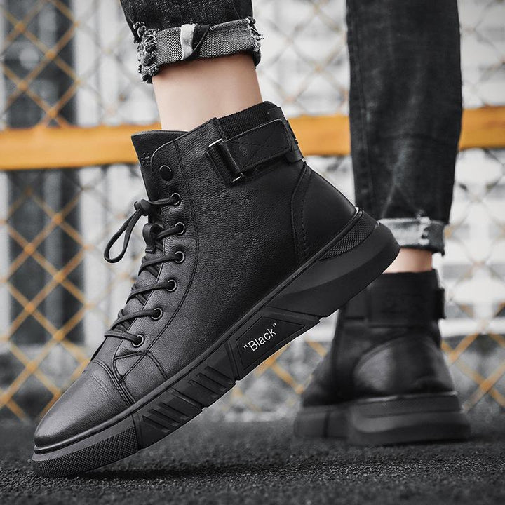 Ainsley - Men's Leather Look Ankle Boots with Elastic Panel - photo 4