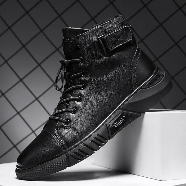 Ainsley - Men's Leather Look Ankle Boots with Elastic Panel - photo 6