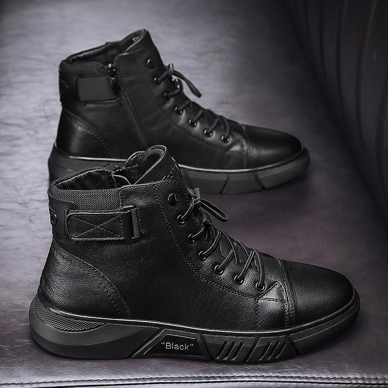 Ainsley - Men's Leather Look Ankle Boots with Elastic Panel - photo 7