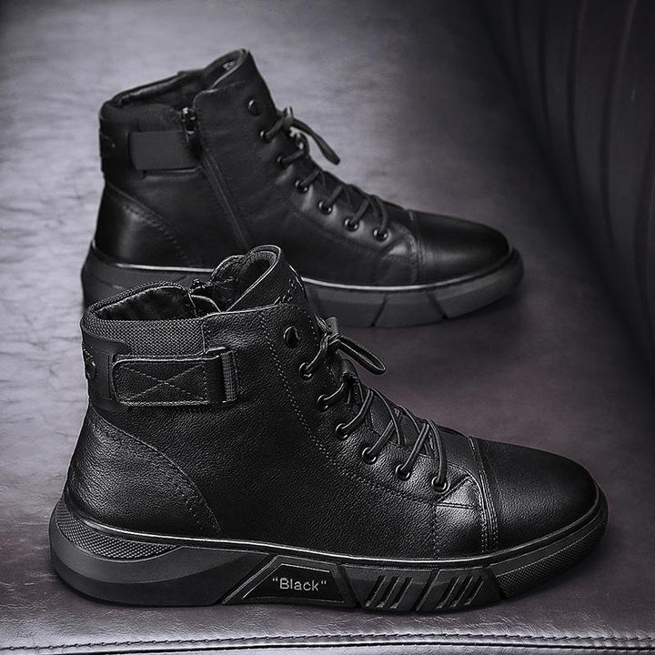 Ainsley - Men's Leather Look Ankle Boots with Elastic Panel - photo 7