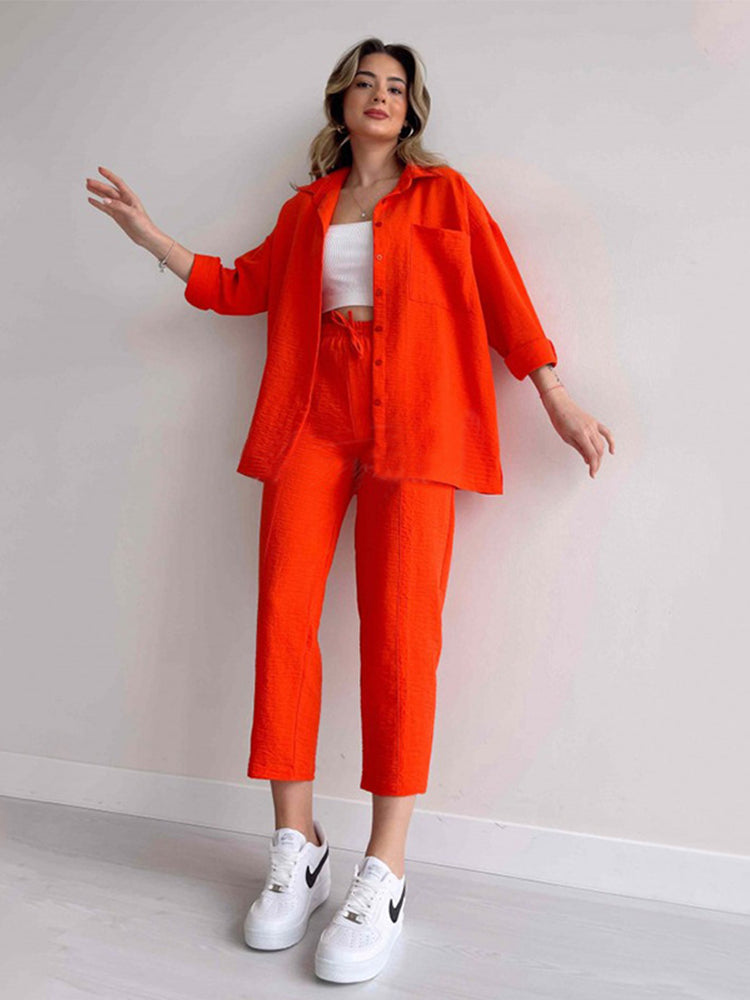 Alexis - Women's Linen Two Piece Top and Bottom Set - photo 2