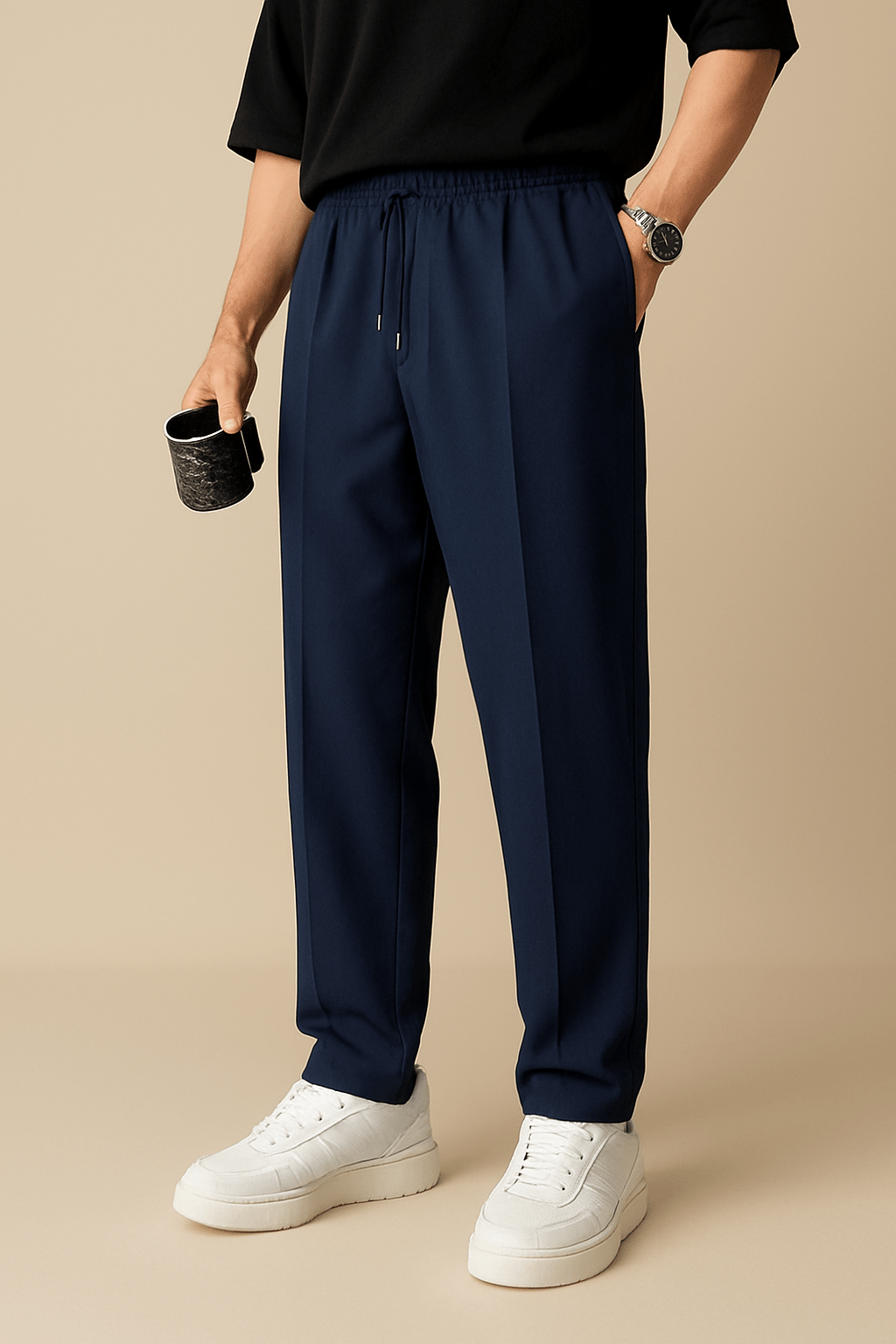 Men's Pleated Chinos with Comfort Waistband