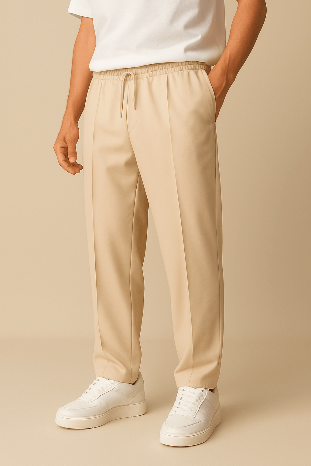 Men's Pleated Chinos with Comfort Waistband