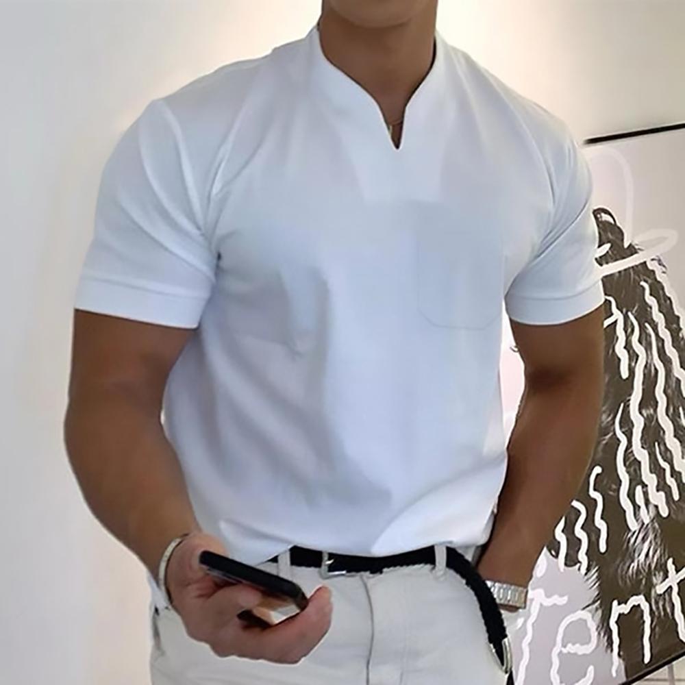Men’s Casual V-Neck Short Sleeve T-Shirt for Everyday Smart Casual Style