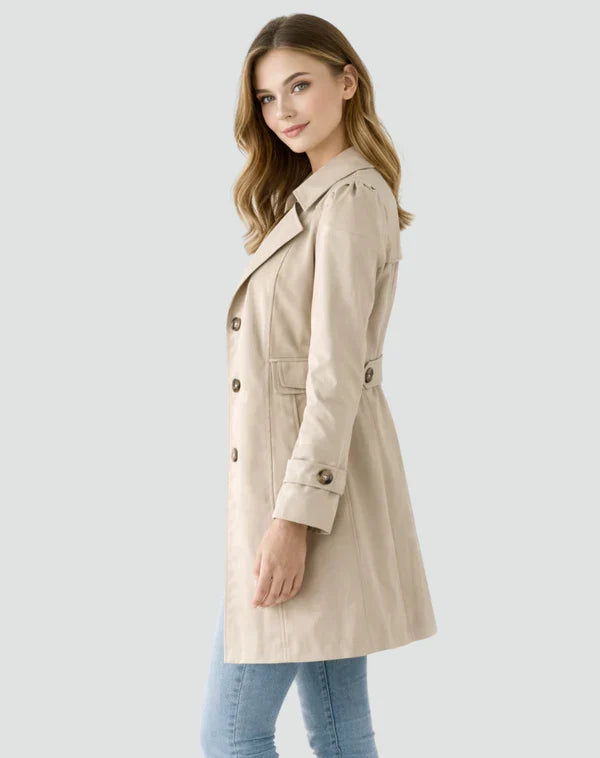 Women's Slim Fit Lapel Collar Trench Coat