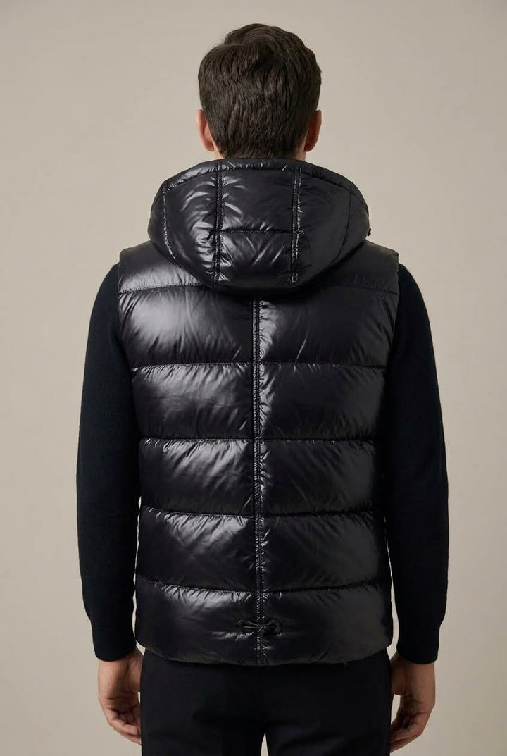 Men's Metallic Padded Hooded Gilet