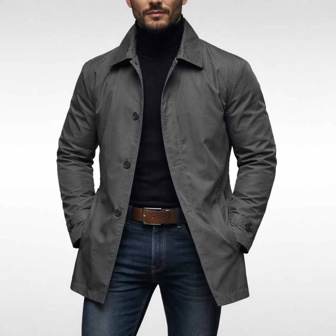 Barrett - Men's Corduroy Wool Blend Coat with Stand Collar - photo 1