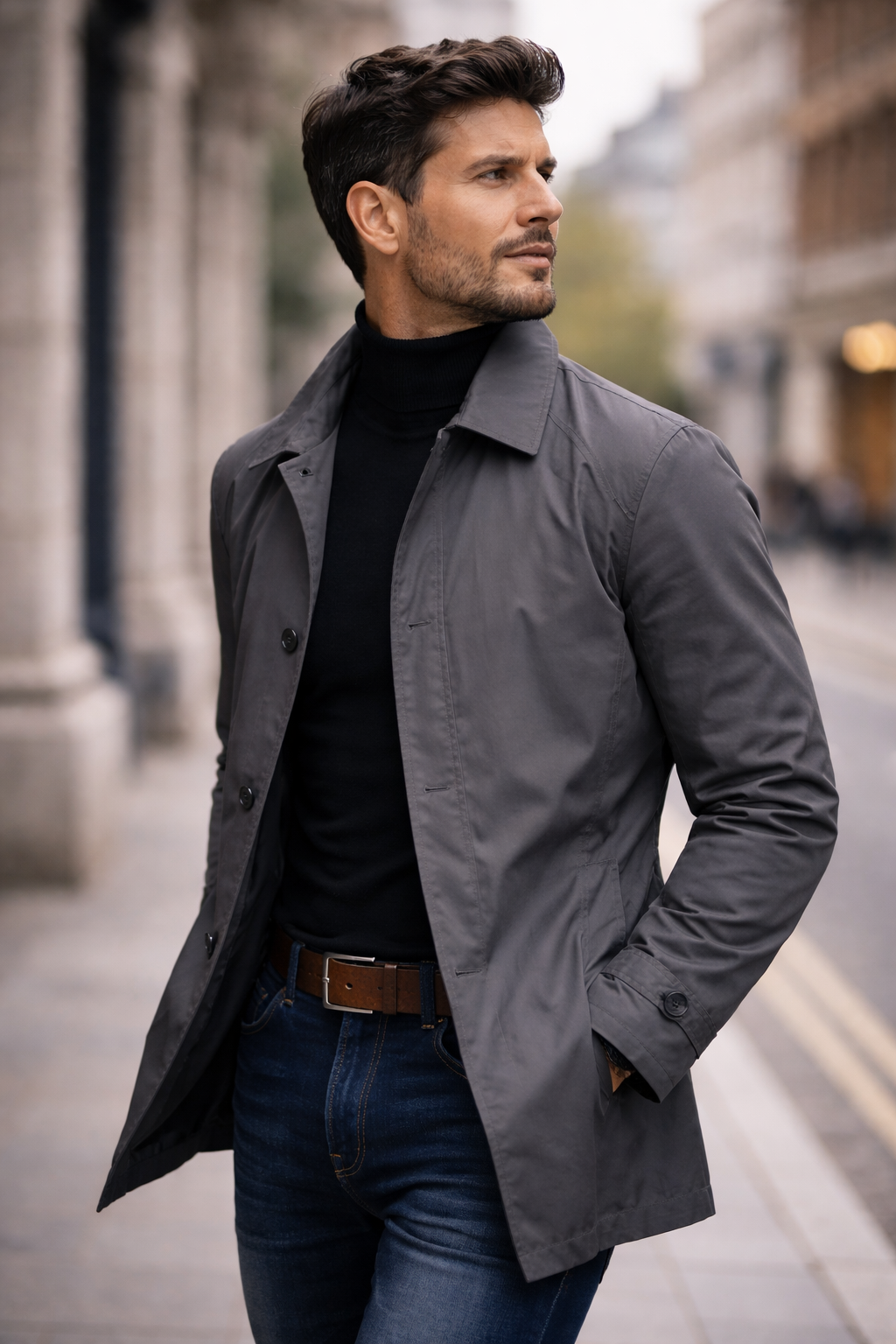 Barrett - Men's Corduroy Wool Blend Coat with Stand Collar - photo 7