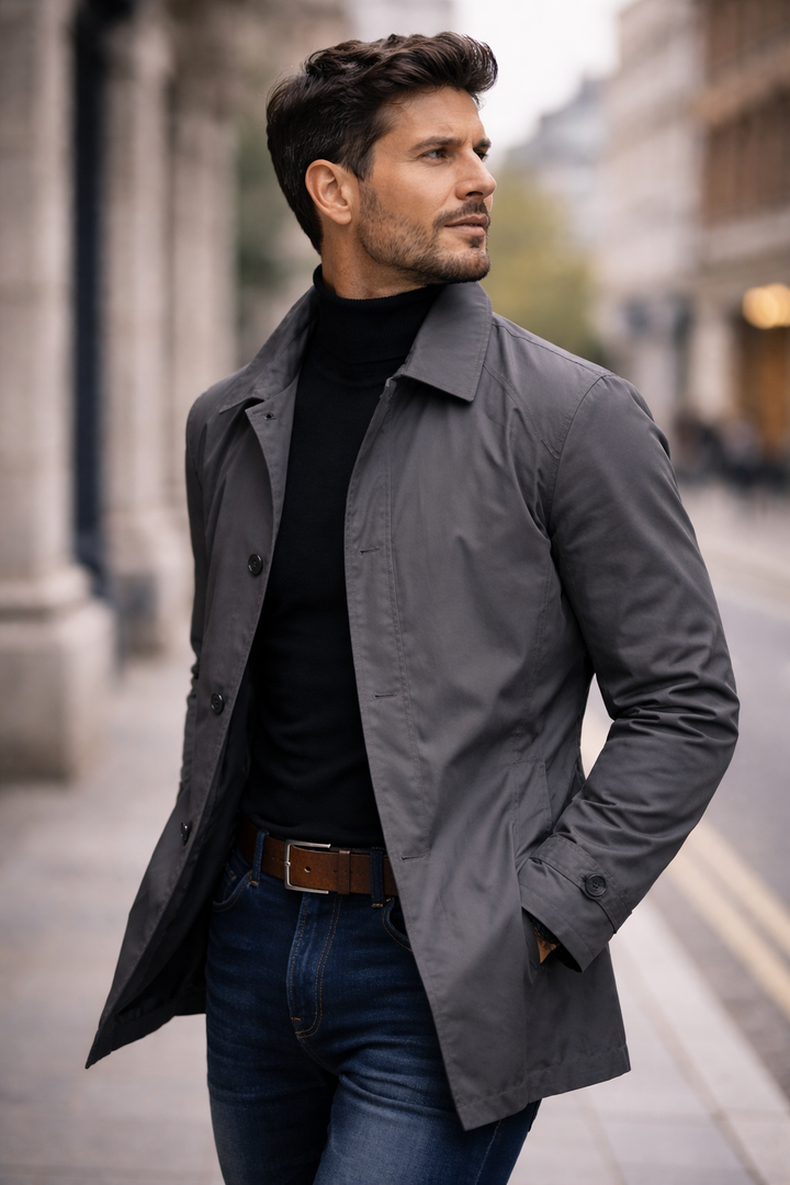 Barrett - Men's Corduroy Wool Blend Coat with Stand Collar - photo 7
