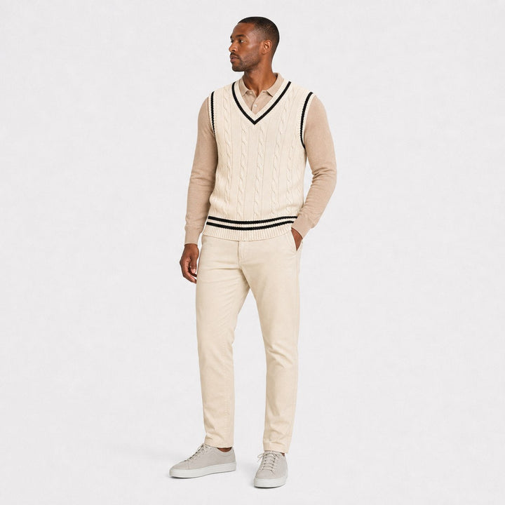 Men's Cable Knit V-Neck Sweater Vest