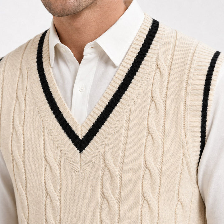 Men's Cable Knit V-Neck Sweater Vest