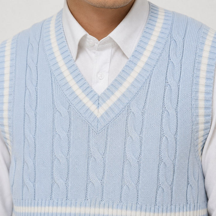 Men's Cable Knit V-Neck Sweater Vest