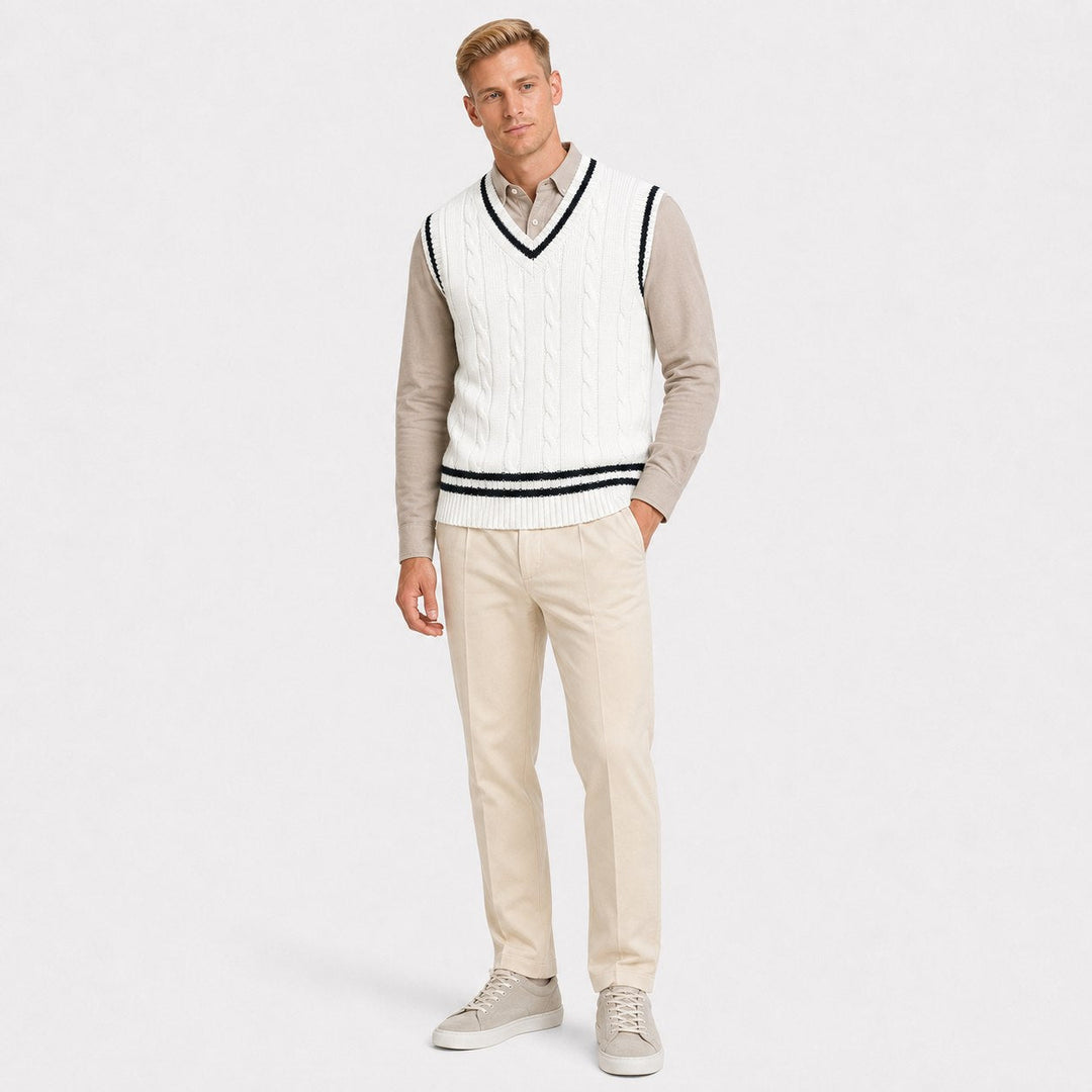 Men's Cable Knit V-Neck Sweater Vest
