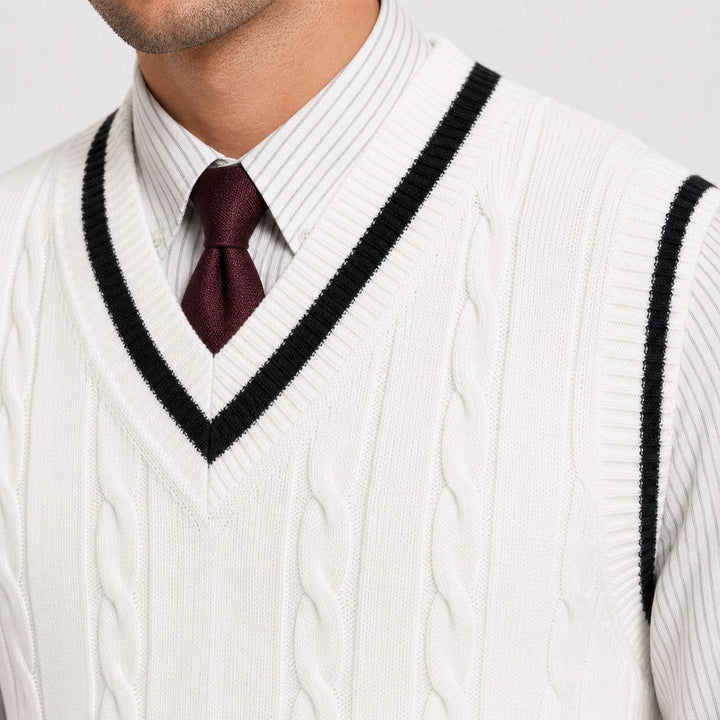 Men's Cable Knit V-Neck Sweater Vest