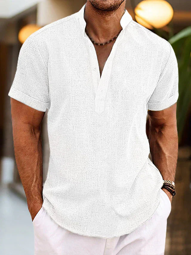 Landon | Men’s Summer Henley Short Sleeve Shirt with Button Placket