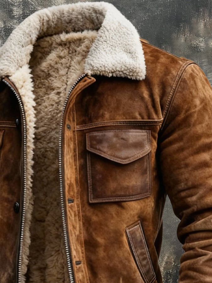 Men's Sherpa Lined Jacket with Zip Front