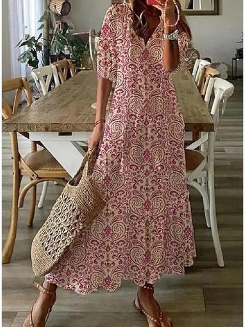 Bohemian Flowy V-Neck Maxi Dress - photo 4
