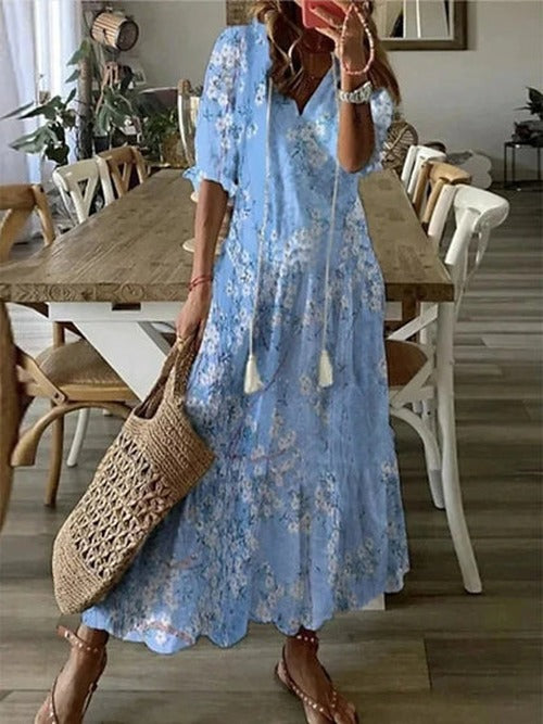 Bohemian Flowy V-Neck Maxi Dress - photo 5