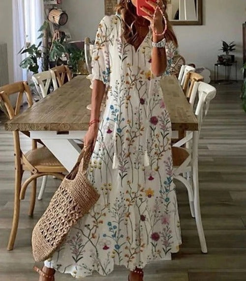 Bohemian Flowy V-Neck Maxi Dress - photo 7