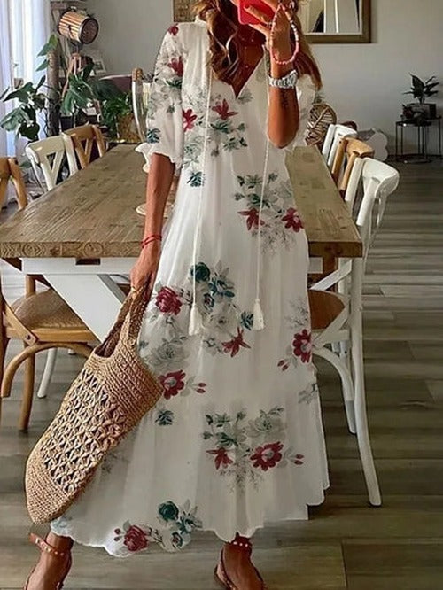Bohemian Flowy V-Neck Maxi Dress - photo 8