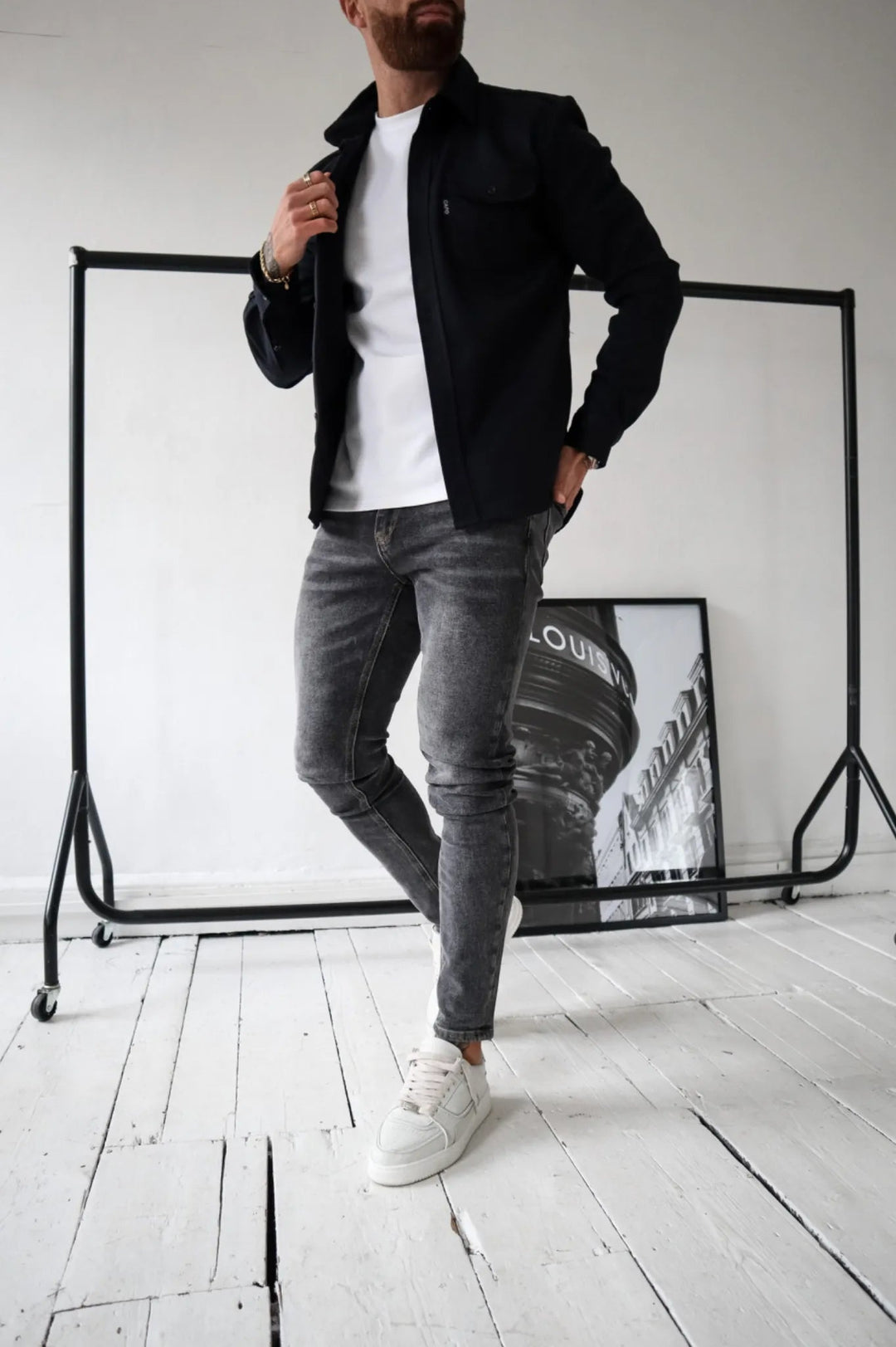 Men's Overshirt Jacket with Chest Pockets for Spring Autumn Casual Lightweight