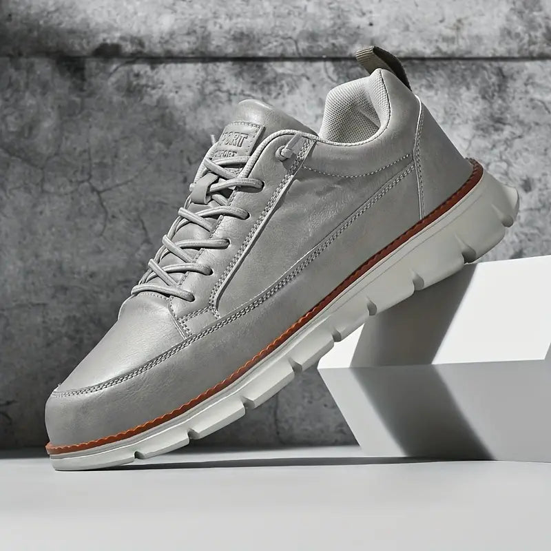 Men's Leather Trainers with Cushioned Sole