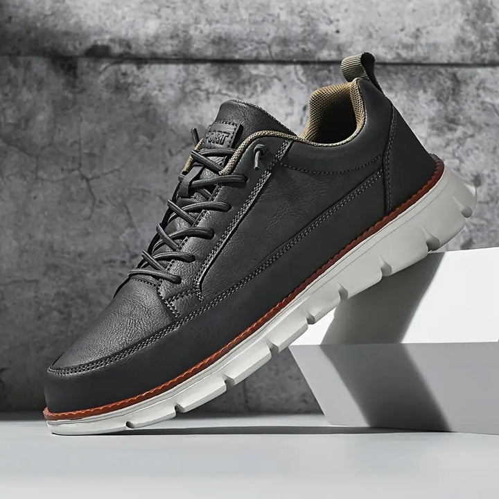 Men's Leather Trainers with Cushioned Sole