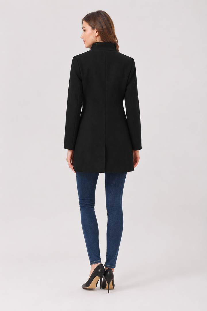 Camilla - Women's Mid-Length Trench Coat with High Collar – view 13