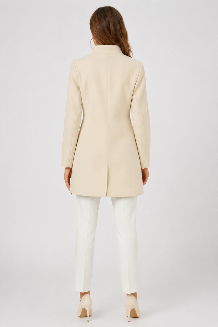 Camilla - Women's Mid-Length Trench Coat with High Collar – view 6