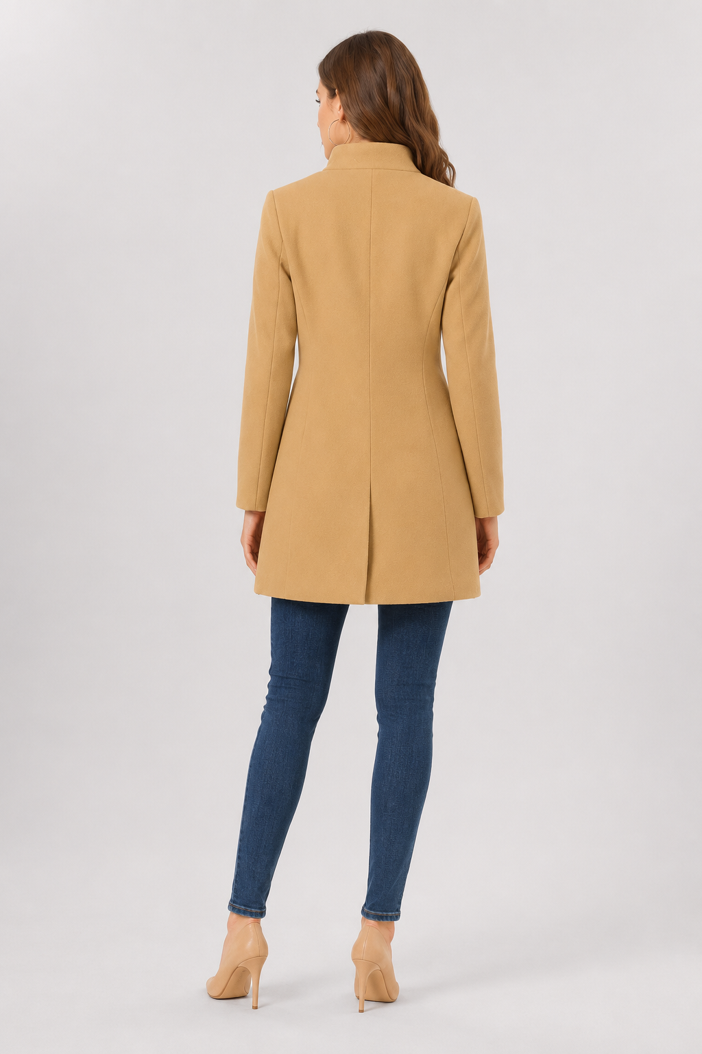 Camilla - Women's Mid-Length Trench Coat with High Collar – view 9