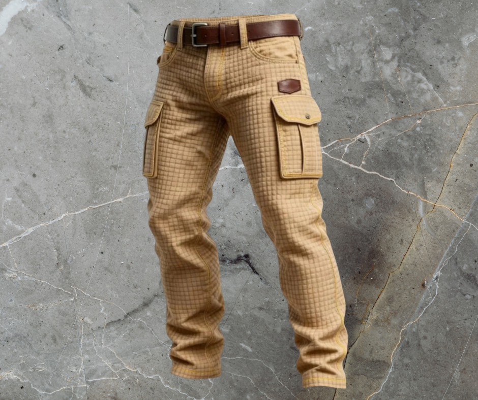 Men's Reinforced Cargo Trousers with Textured Weave