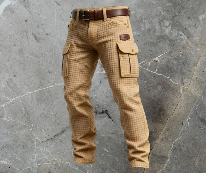 Men's Reinforced Cargo Trousers with Textured Weave