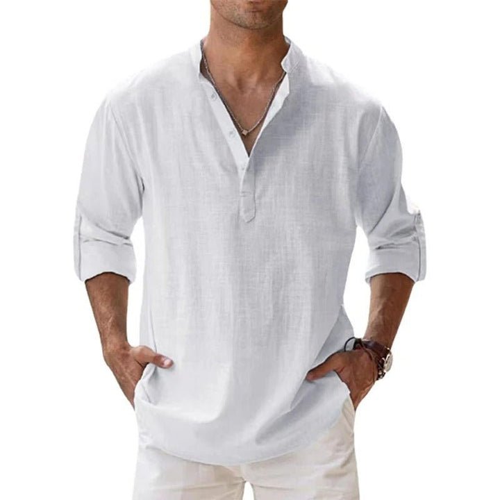 Chemise Homme Décontractée Col Henley Manches Longues