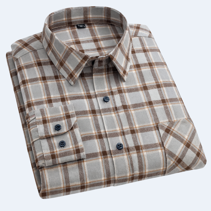 Men's Checked Casual Shirt - Brown