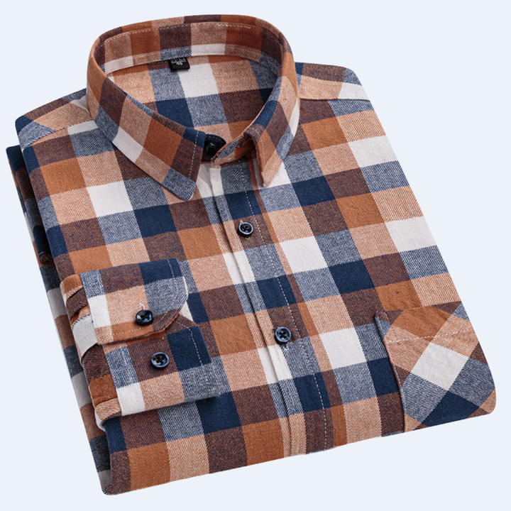 Men's Checked Casual Shirt - Orange