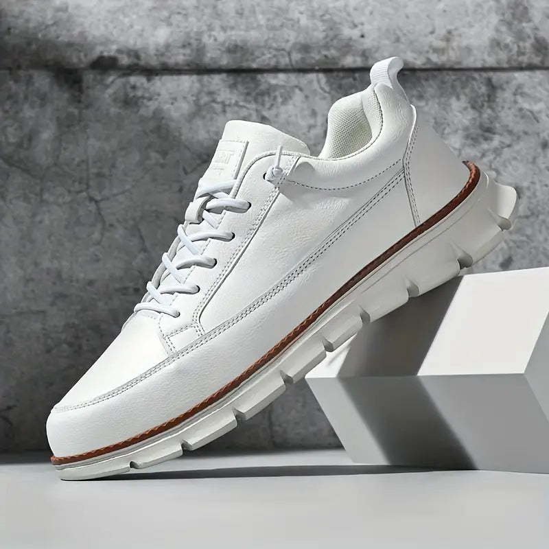 Men's Leather Trainers with Cushioned Sole