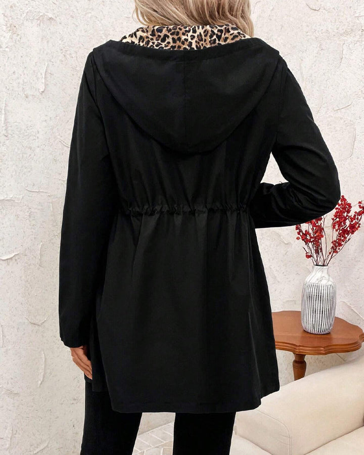 Chelsey - Women's Reversible Hooded Jacket with Leopard Lining - photo 12