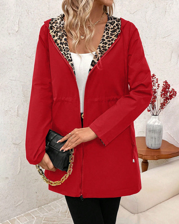Chelsey - Women's Reversible Hooded Jacket with Leopard Lining - photo 9