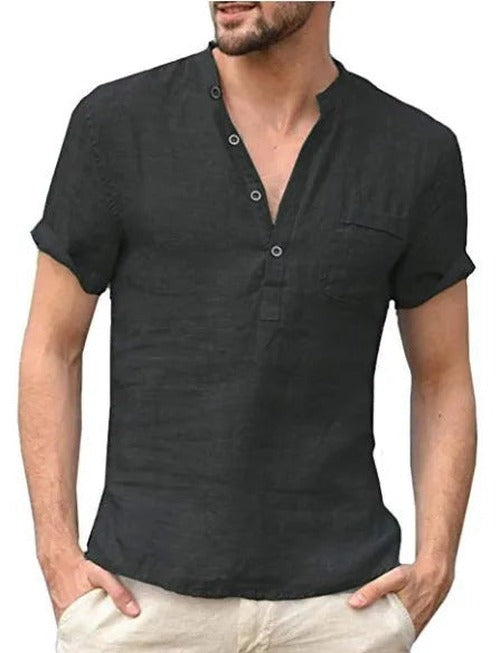 Men's Short Sleeve Linen Shirt - photo 11