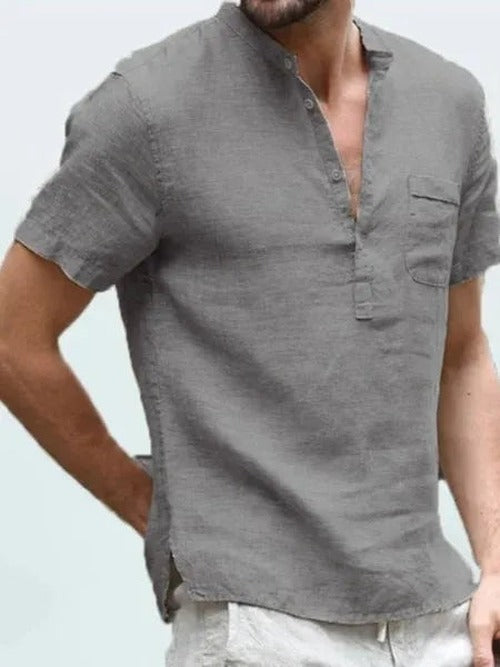 Men's Short Sleeve Linen Shirt - photo 9