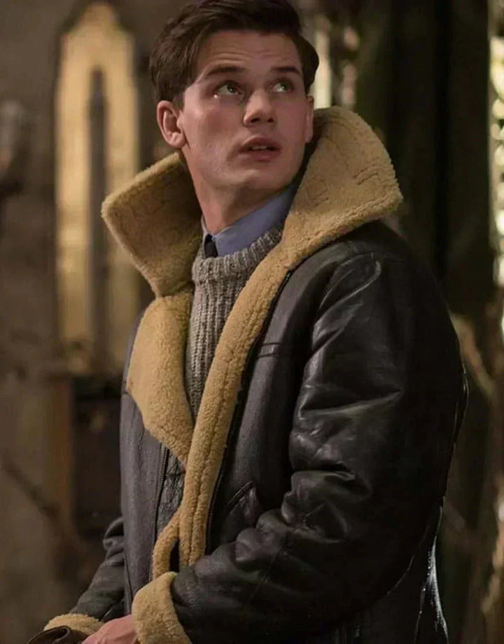 Chester - Men's Leather Look Aviator Jacket with Shearling Collar - photo 4