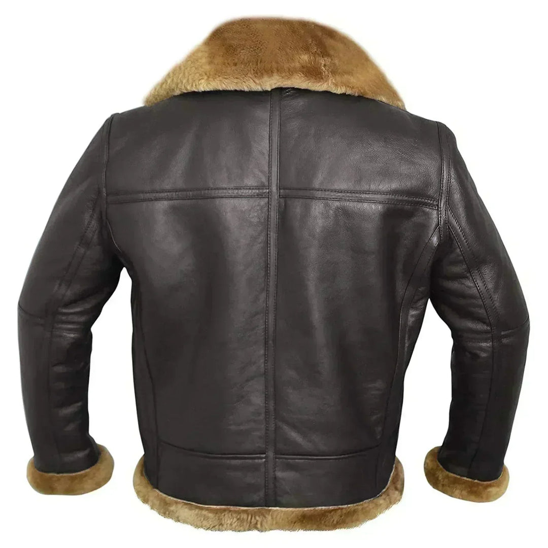 Chester - Men's Leather Look Aviator Jacket with Shearling Collar - photo 6