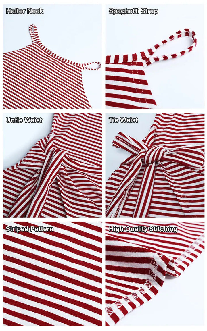 Chloe - Women's Striped Halter Neck T-Shirt Dress - photo 16