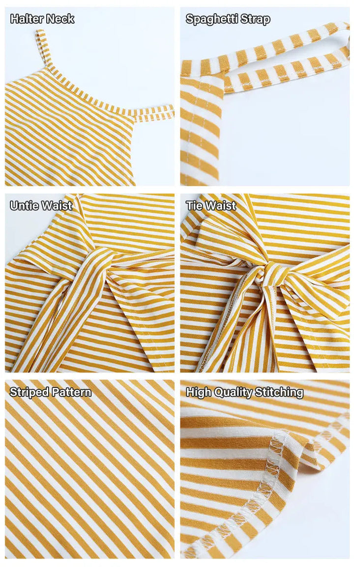 Chloe - Women's Striped Halter Neck T-Shirt Dress - photo 20
