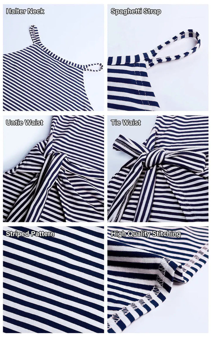 Chloe - Women's Striped Halter Neck T-Shirt Dress - photo 4